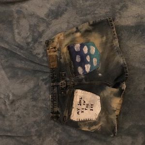 Custom Painted Denim Shorts